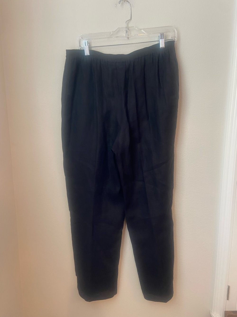 Eskandar Black 100% Linen Pull On Crop Pants Size 0 Made in England